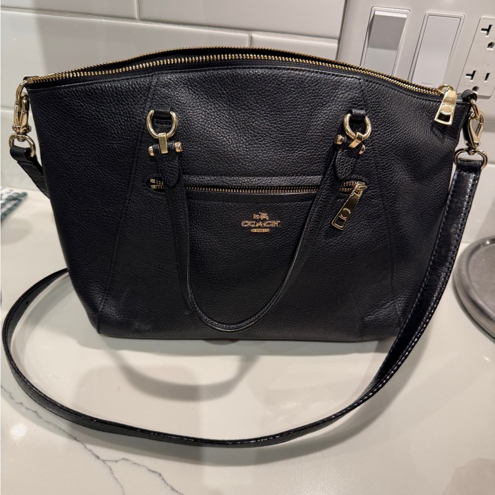 Coach Black Crossbody Bag with Gold Accents